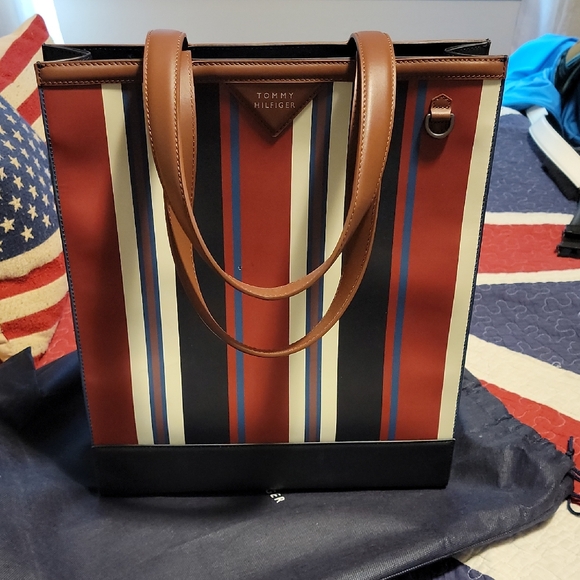 Tommy Hilfiger Men's Multicolor Striped Briefcase